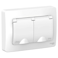 Розетка 2-м СП Blanca 16А IP44 250В с заземл. защ. шторки с крышкой белая SE BLNRS441121